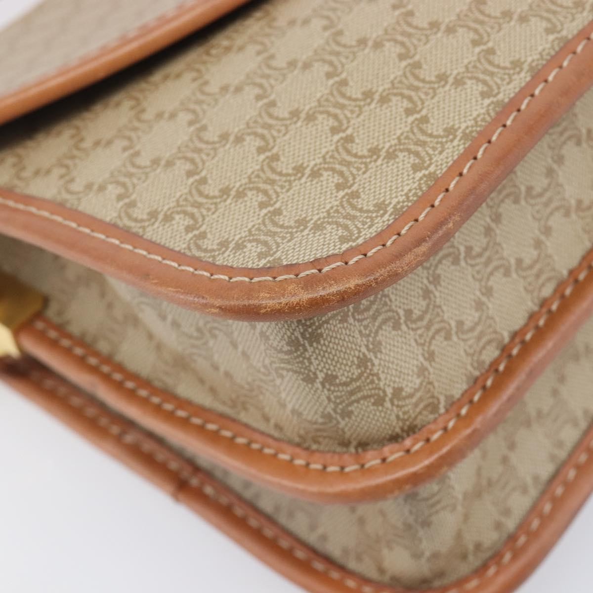 Celine Macadam Shoulder Canvas Beige Canvas Crossbody Bag Bag (Pre-Owned)