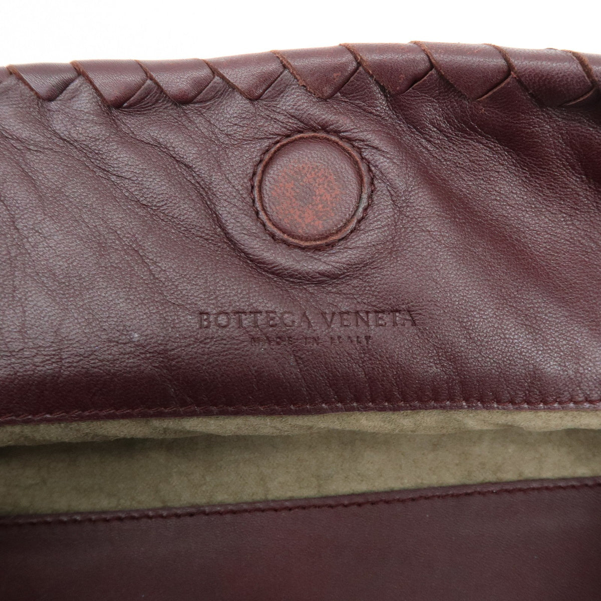 Bottega Veneta Double Chain Intrecciato Nappa Burgundy Leather Tote Bag Bag (Pre-Owned)