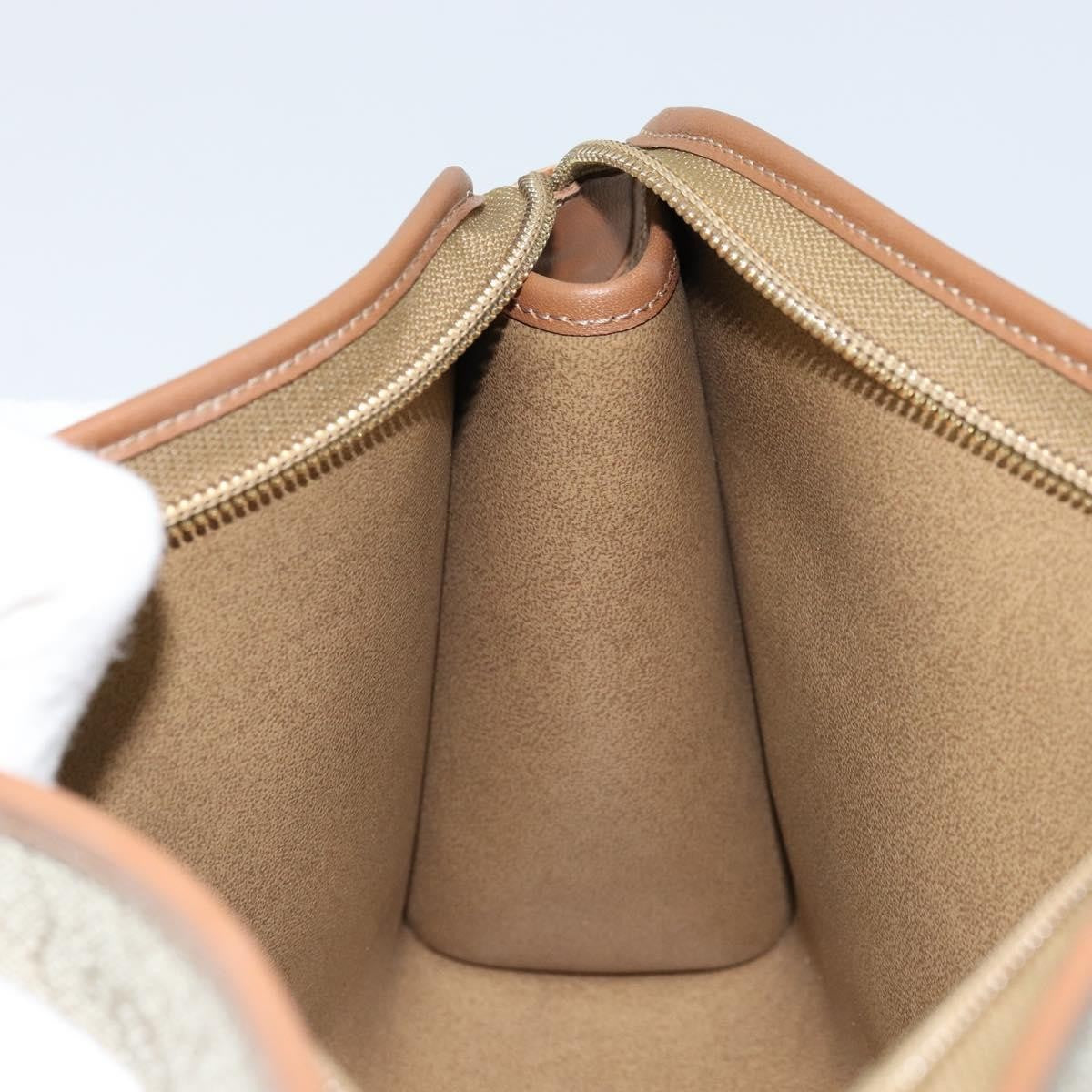 Christian Dior Vintage Honeycomb Zip Canvas And Leather Beige Canvas Clutche & Pouche Bag (Pre-Owned)
