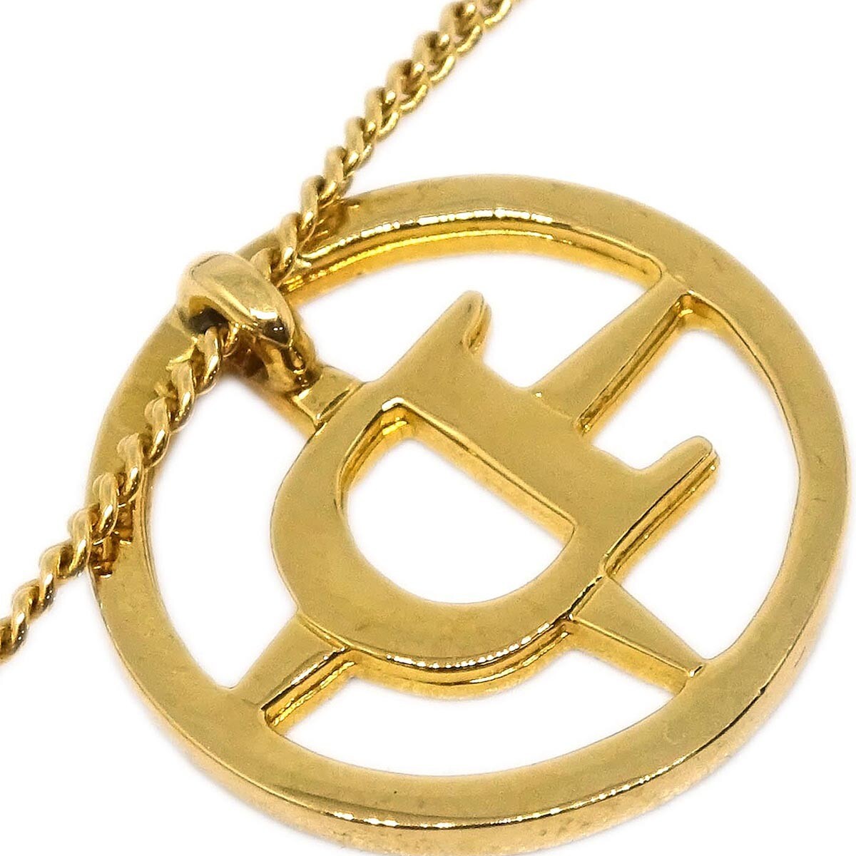 Christian Dior Cd Round Pendant Metal Gold Gold_Plated Necklace Jewelry (Pre-Owned)