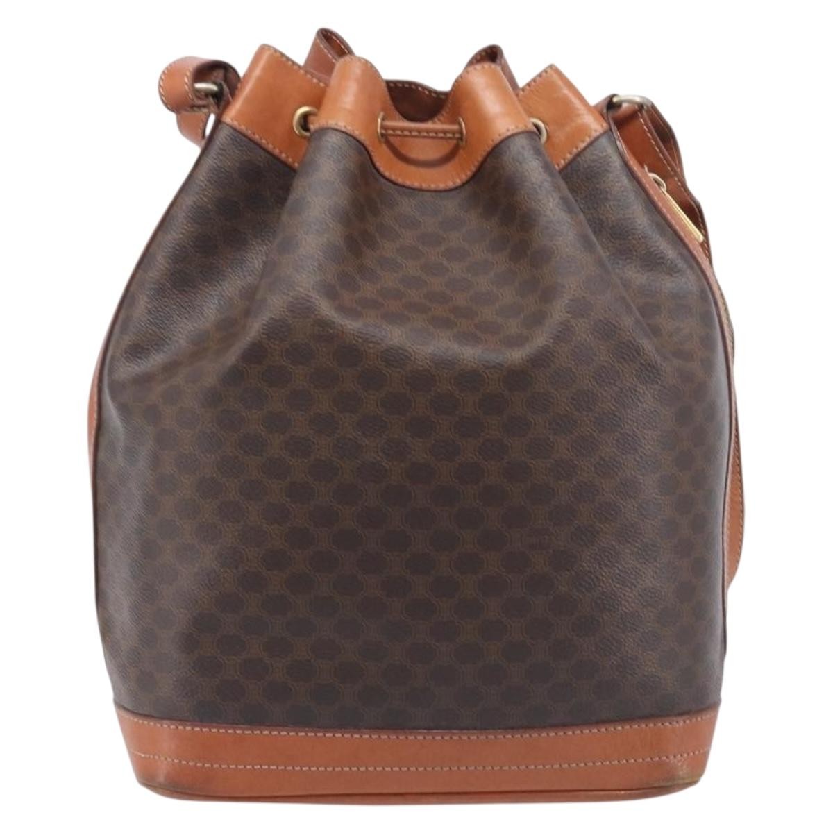 Celine Macadam Shoulder Leather Brown Canvas Crossbody Bag Bag (Pre-Owned)