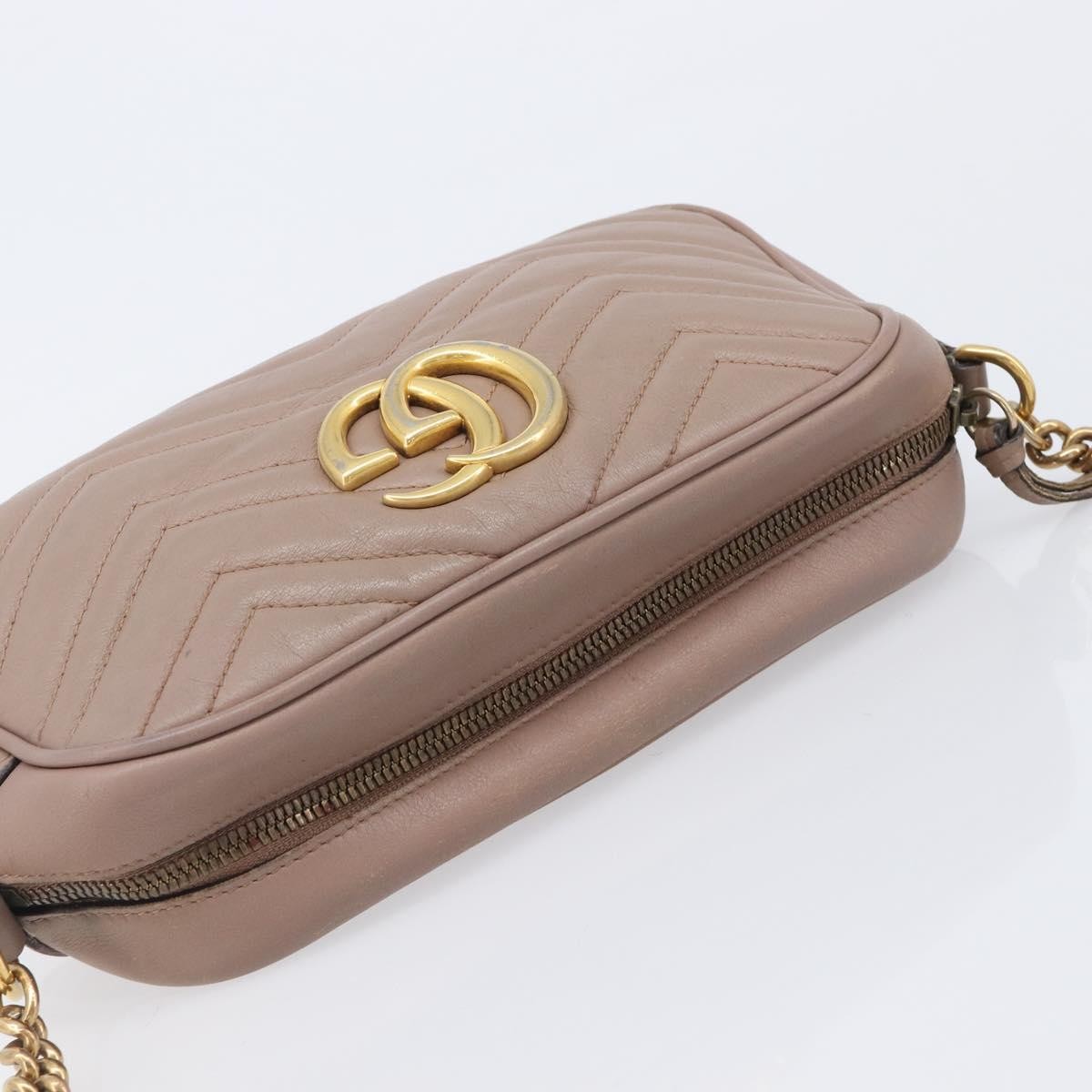 Gucci Gg Marmont Matelasse Leather Beige Leather Shoulder Bag Bag (Pre-Owned)
