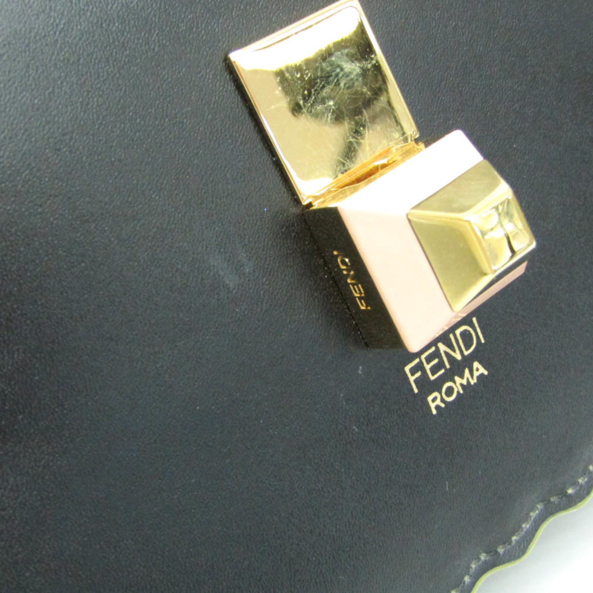 Fendi Kan I Bag Leather Black Leather Handbag (Pre-Owned)