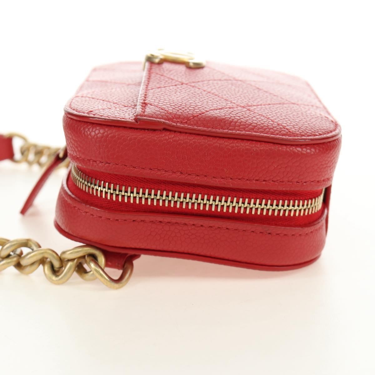 Chanel Chic Affinity Belt Stitched Caviar Red Leather Shoulder Bag Bag (Pre-Owned)