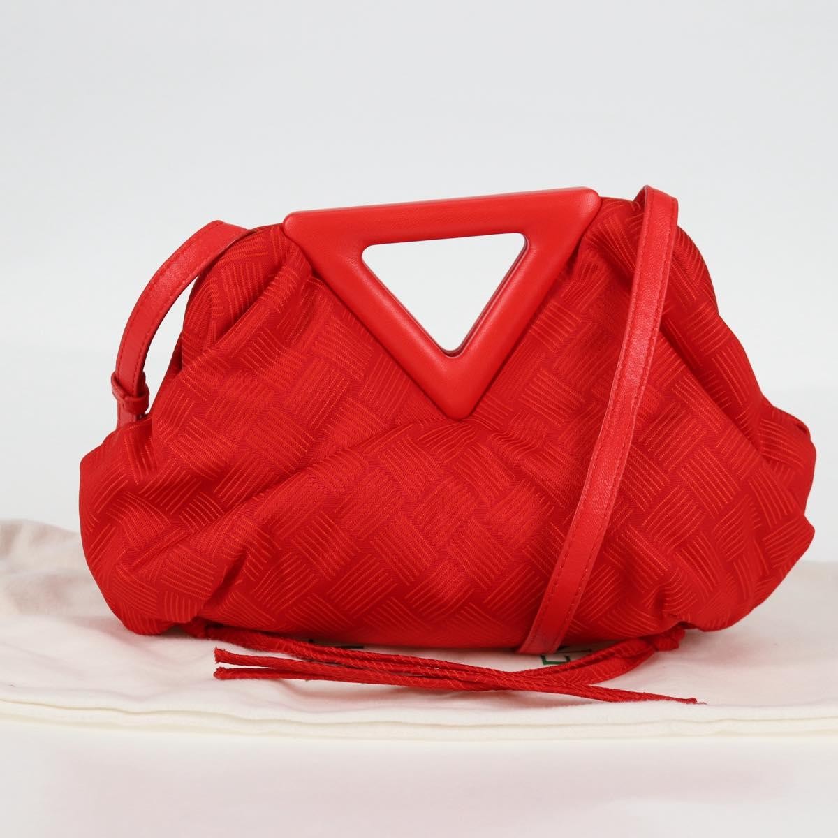 Bottega Veneta Point Chunky Knit Fabric Red Nylon Shoulder Bag Bag (Pre-Owned)