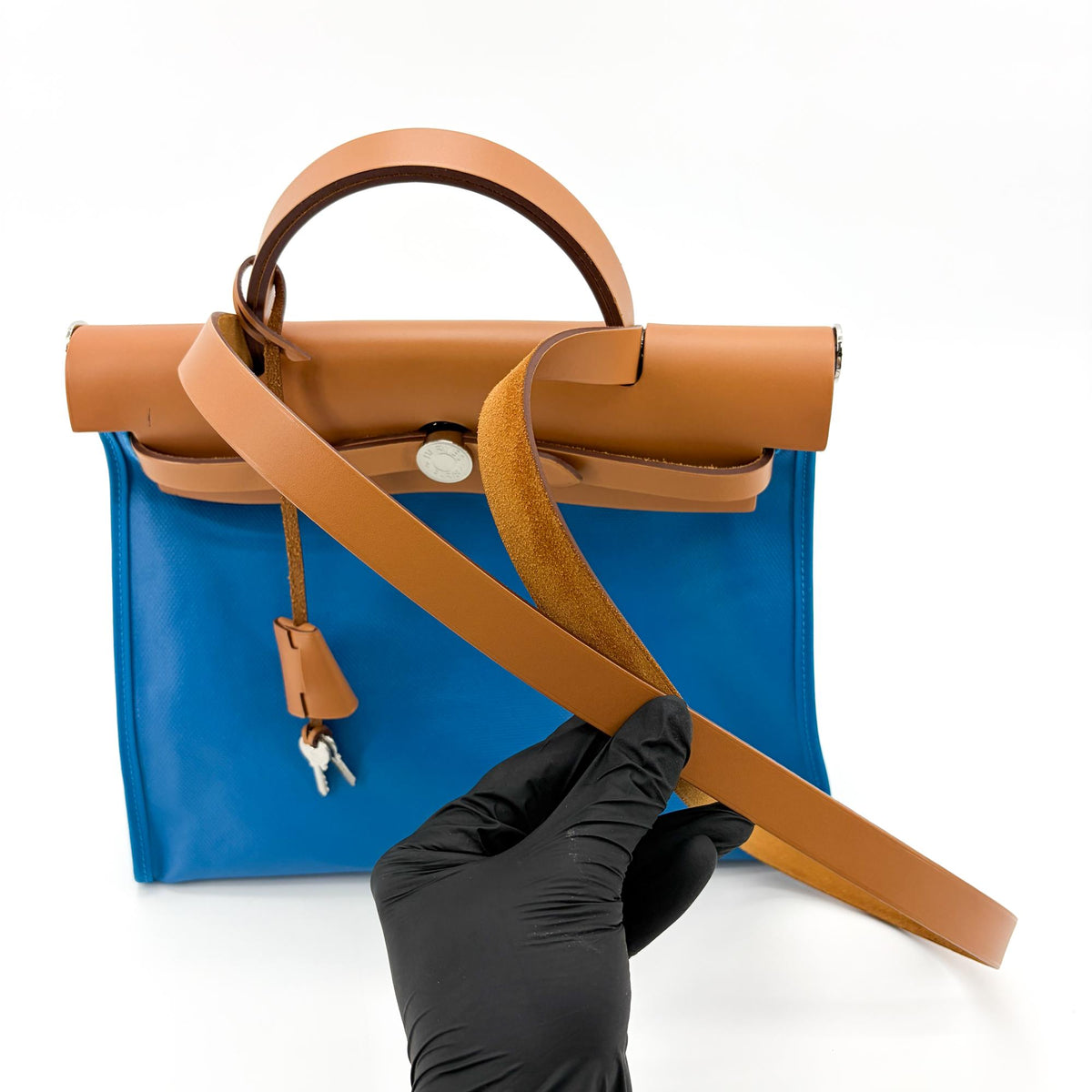 Hermes Herbag Zip Verso Leather And Toile Brown Canvas Handbag (Pre-Owned)