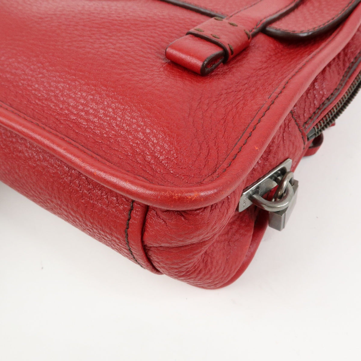 Prada Shoulder Leather Red Leather Shoulder Bag Bag (Pre-Owned)