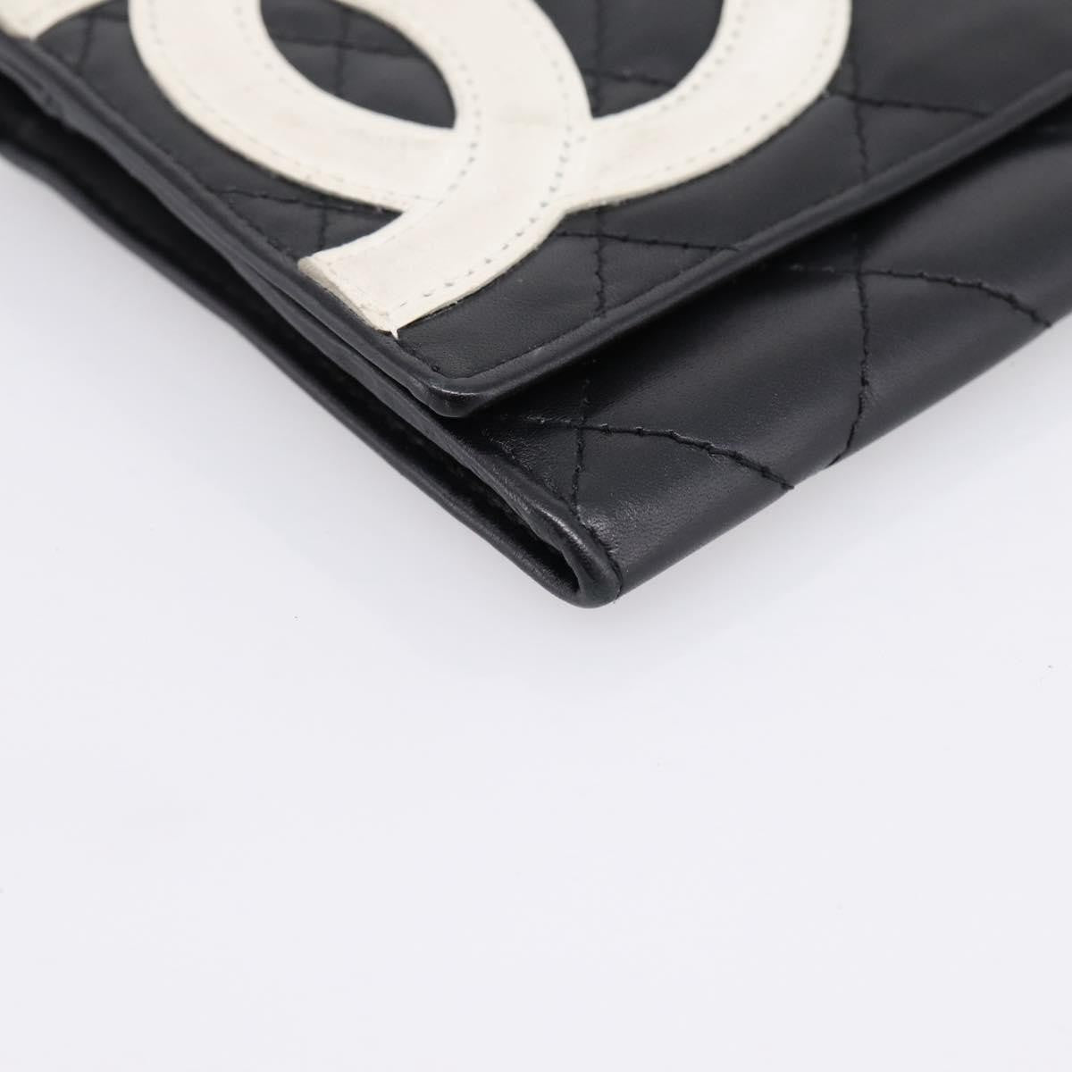 Chanel Cambon Flap Card Case Quilted Lambskin Black Leather Card Holders Accessory (Pre-Owned)