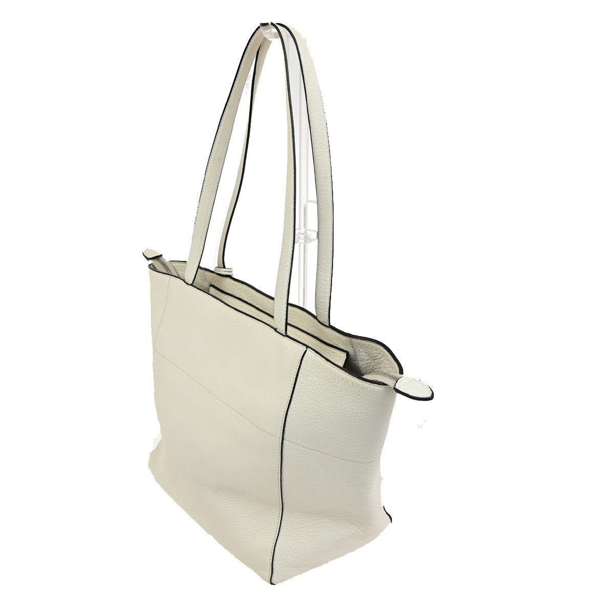 Prada Vintage Tote Leather White Leather Tote Bag Bag (Pre-Owned)