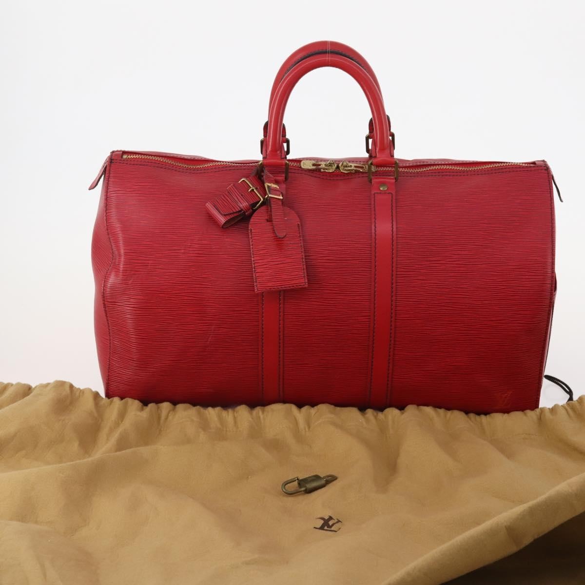 Louis Vuitton Keepall Epi Leather Red Leather Travel Bag Bag (Pre-Owned)