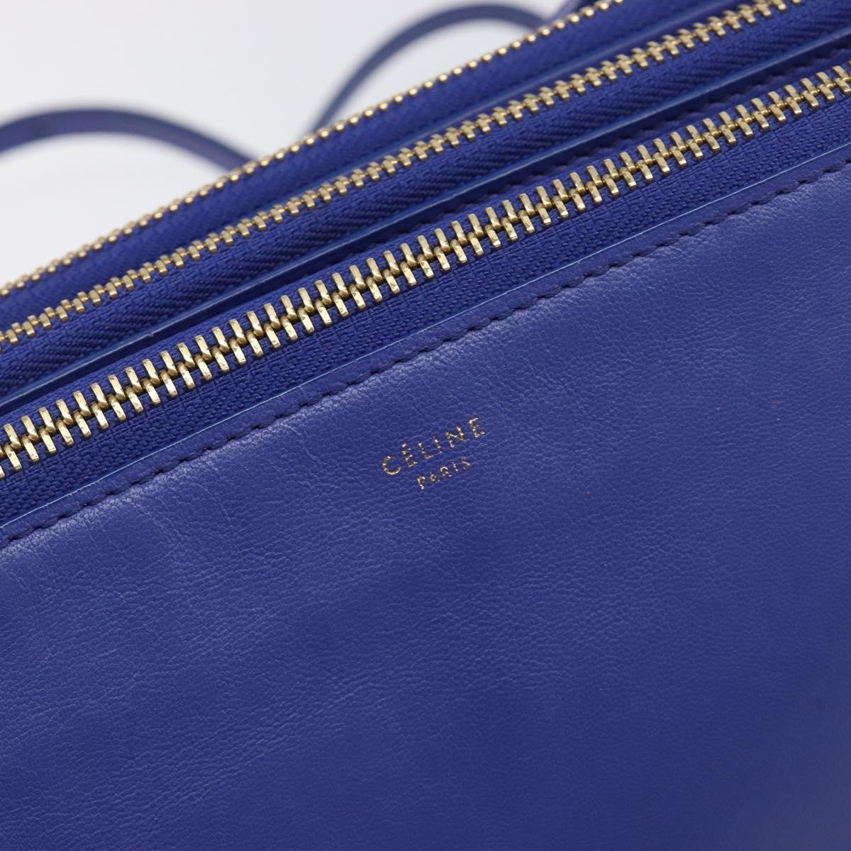 Celine Trio Leather Blue Leather Shoulder Bag Bag (Pre-Owned)