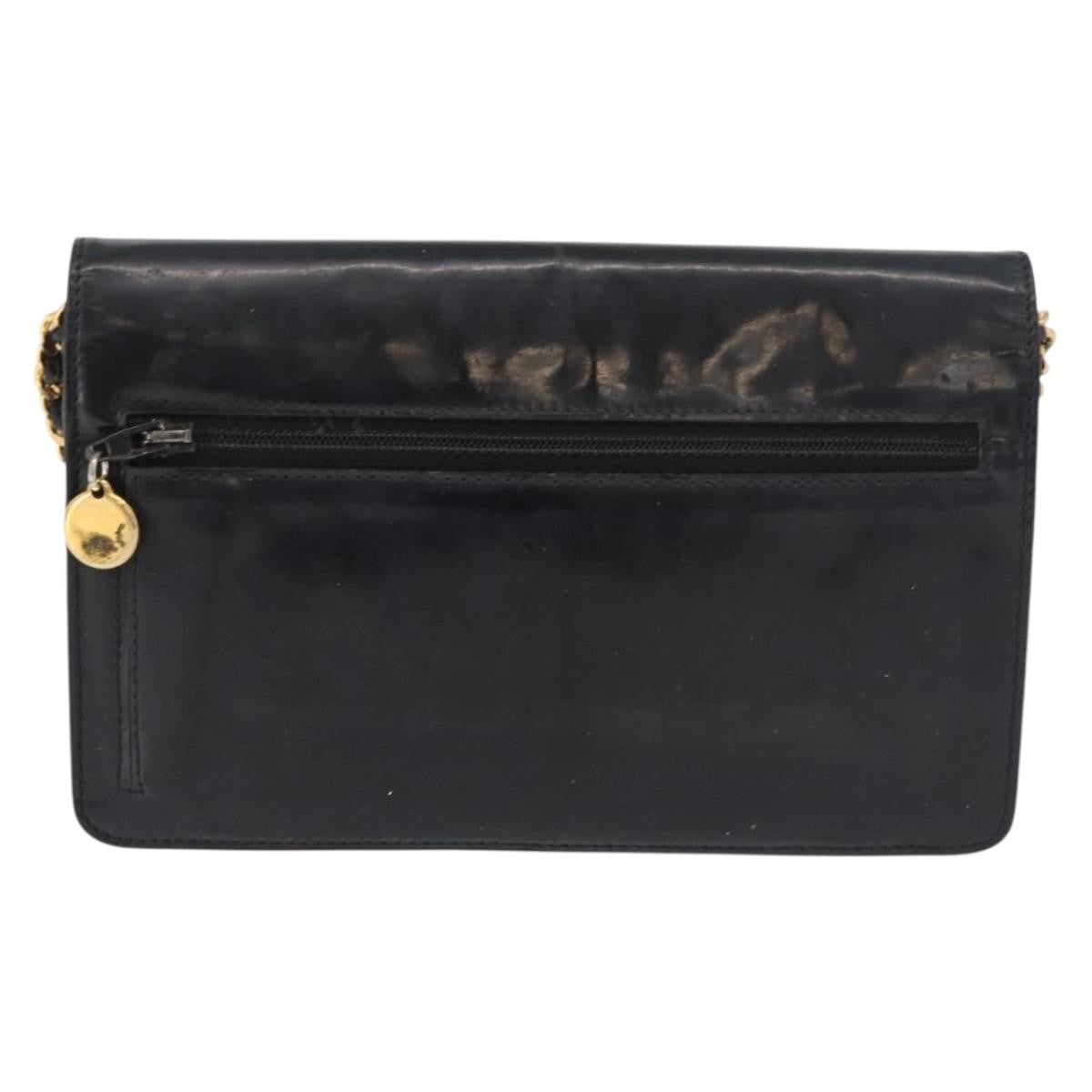 Chanel Vintage Cc Wallet On Chain Patent Black Patent_Leather Shoulder Bag Bag (Pre-Owned)