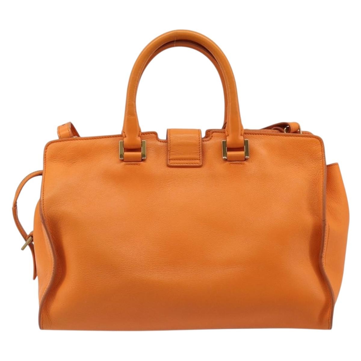 Saint Laurent Classic Y Cabas Leather Orange Leather Tote Bag Bag (Pre-Owned)