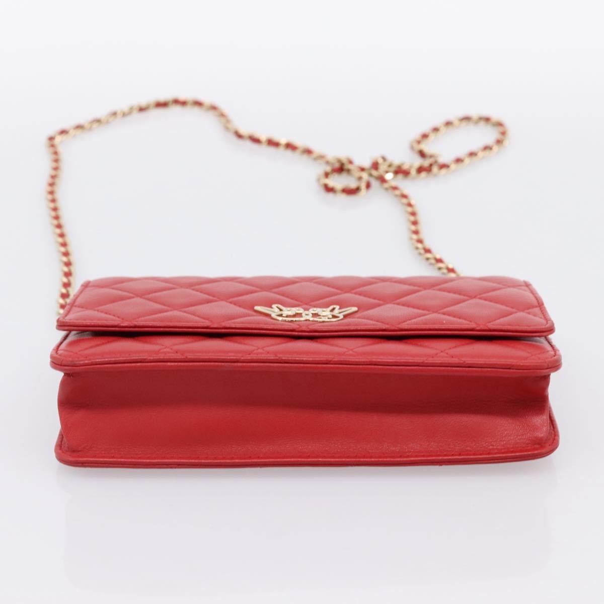 Chanel Wallet On Chain Quilted Lambskin Red Leather Wallets Accessory (Pre-Owned)