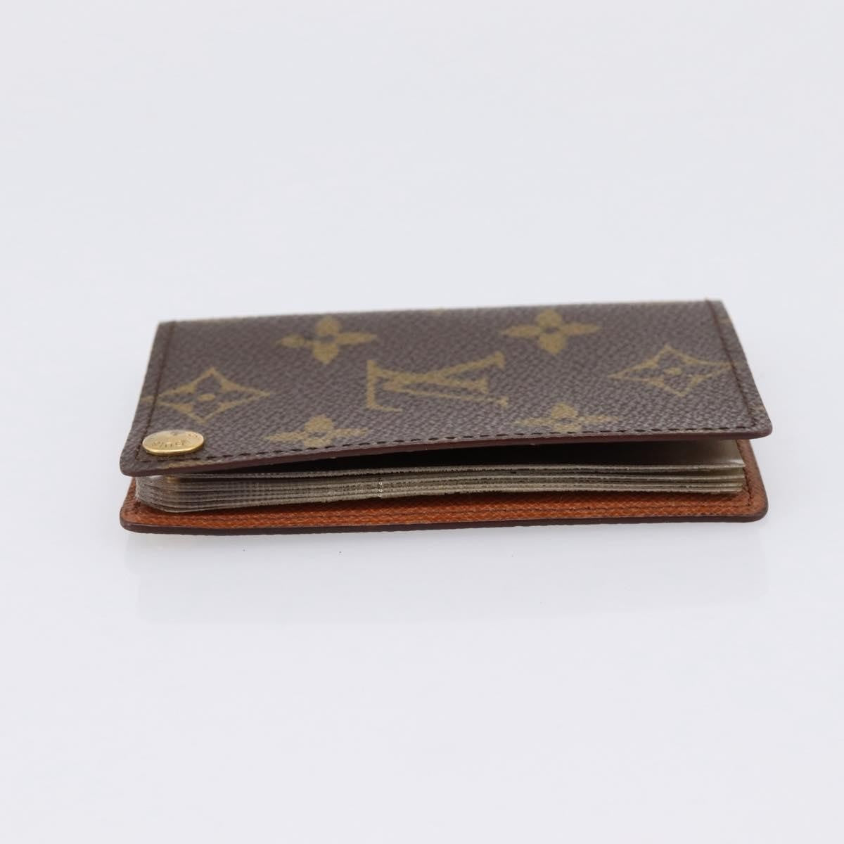 Louis Vuitton Porte Cartes Pression Card Case Monogram Canvas Brown Canvas Card Holders Accessory (Pre-Owned)