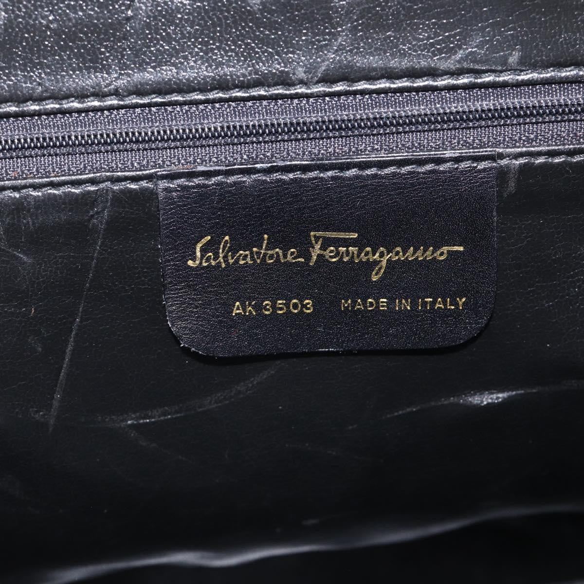 Salvatore Ferragamo Top Handle Leather Navy Leather Crossbody Bag Bag (Pre-Owned)