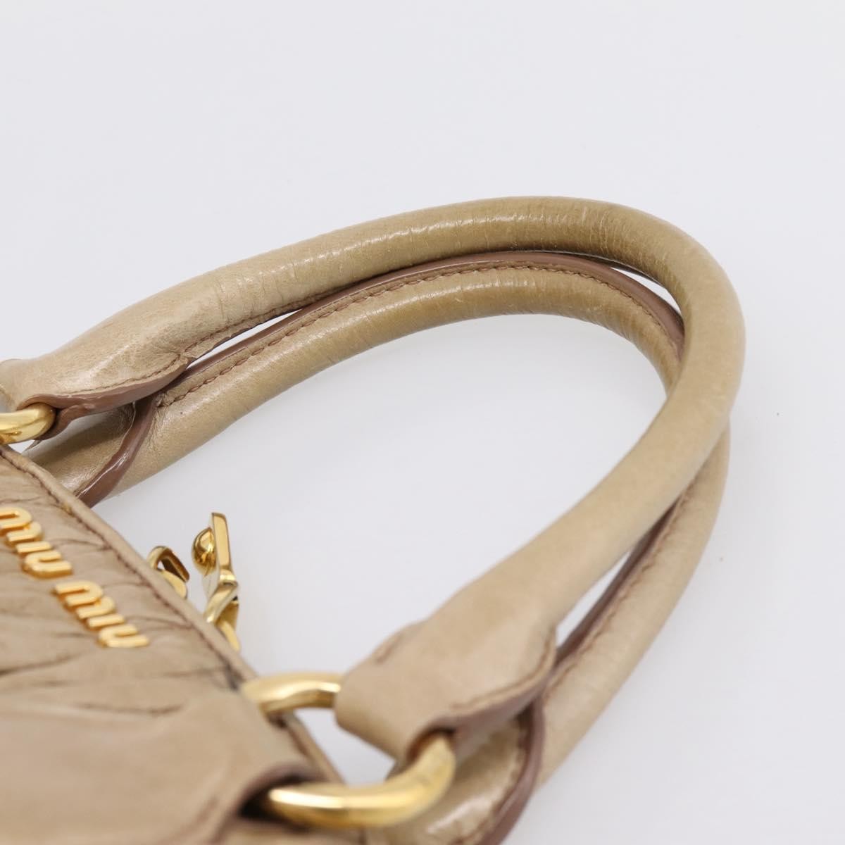 Miu Miu Convertible Dome Satchel Matelasse Leather Beige Leather Handbag (Pre-Owned)