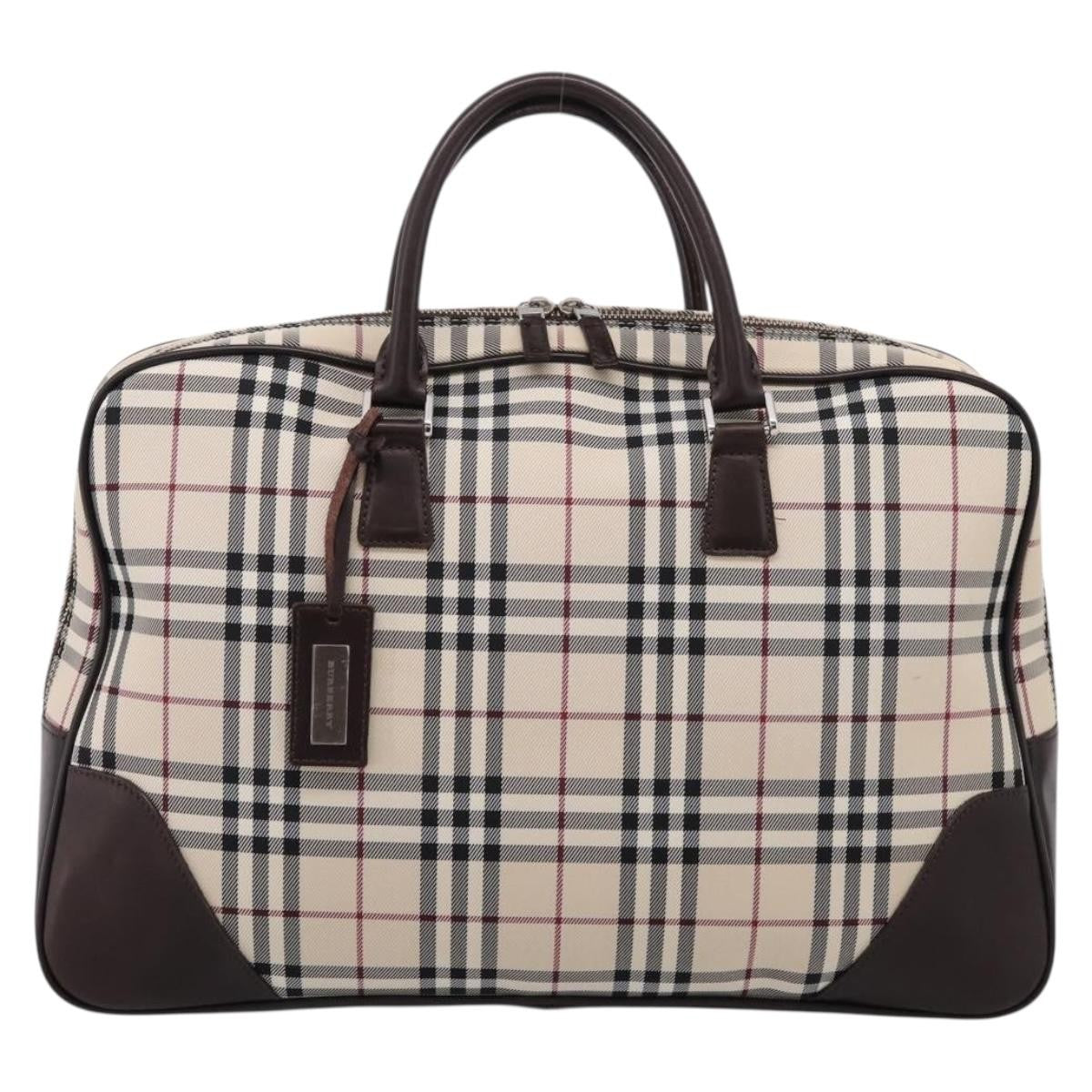 Burberry Boston Nova Check Canvas Beige Nylon Handbag (Pre-Owned)