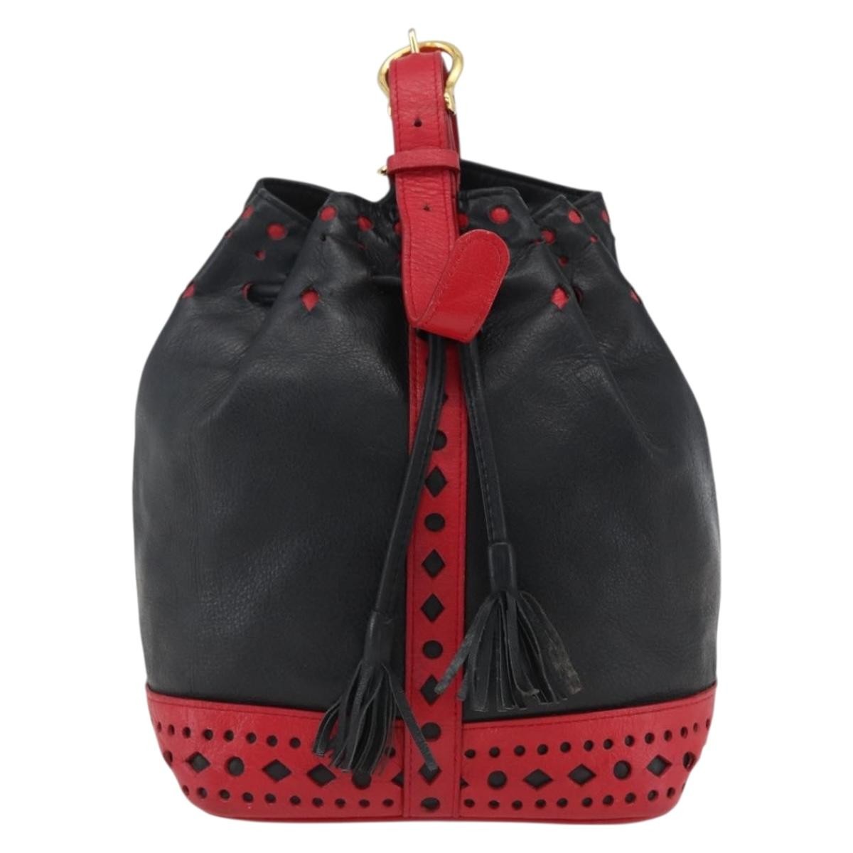 Saint Laurent Vintage Leather Black Leather Shoulder Bag Bag (Pre-Owned)
