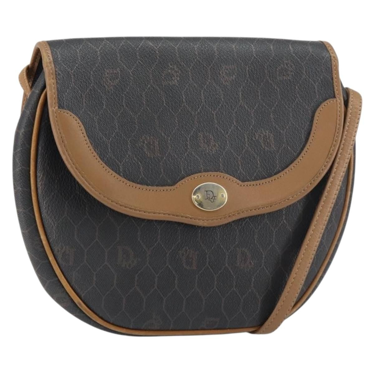 Christian Dior Vintage Honeycomb Flap Coated Canvas Black Canvas Shoulder Bag Bag (Pre-Owned)