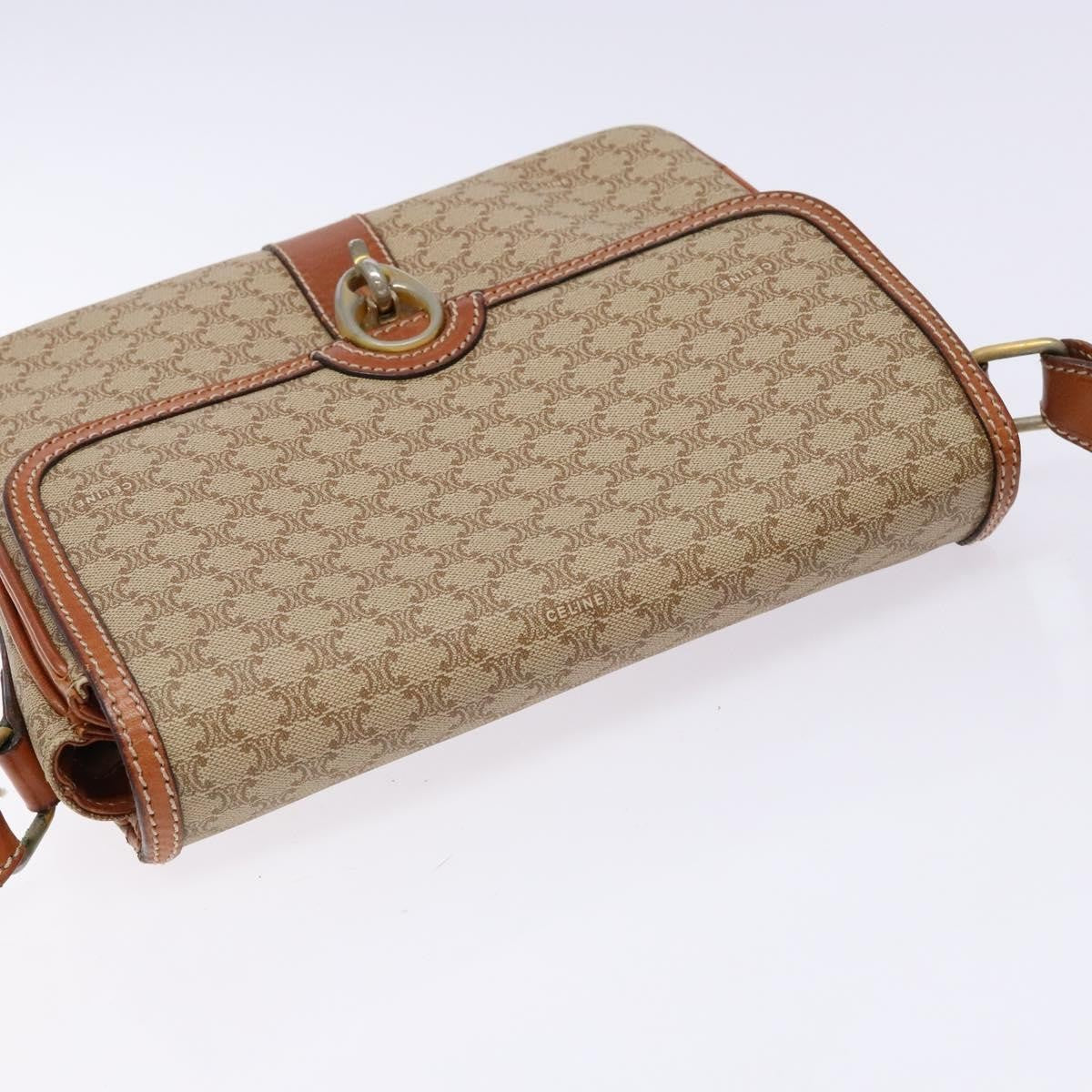 Celine Vintage Macadam Canvas And Leather Beige Canvas Bag (Pre-Owned)