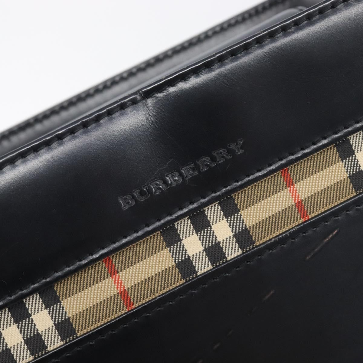 Burberry Nova Check Canvas And Leather Black Leather Handbag (Pre-Owned)