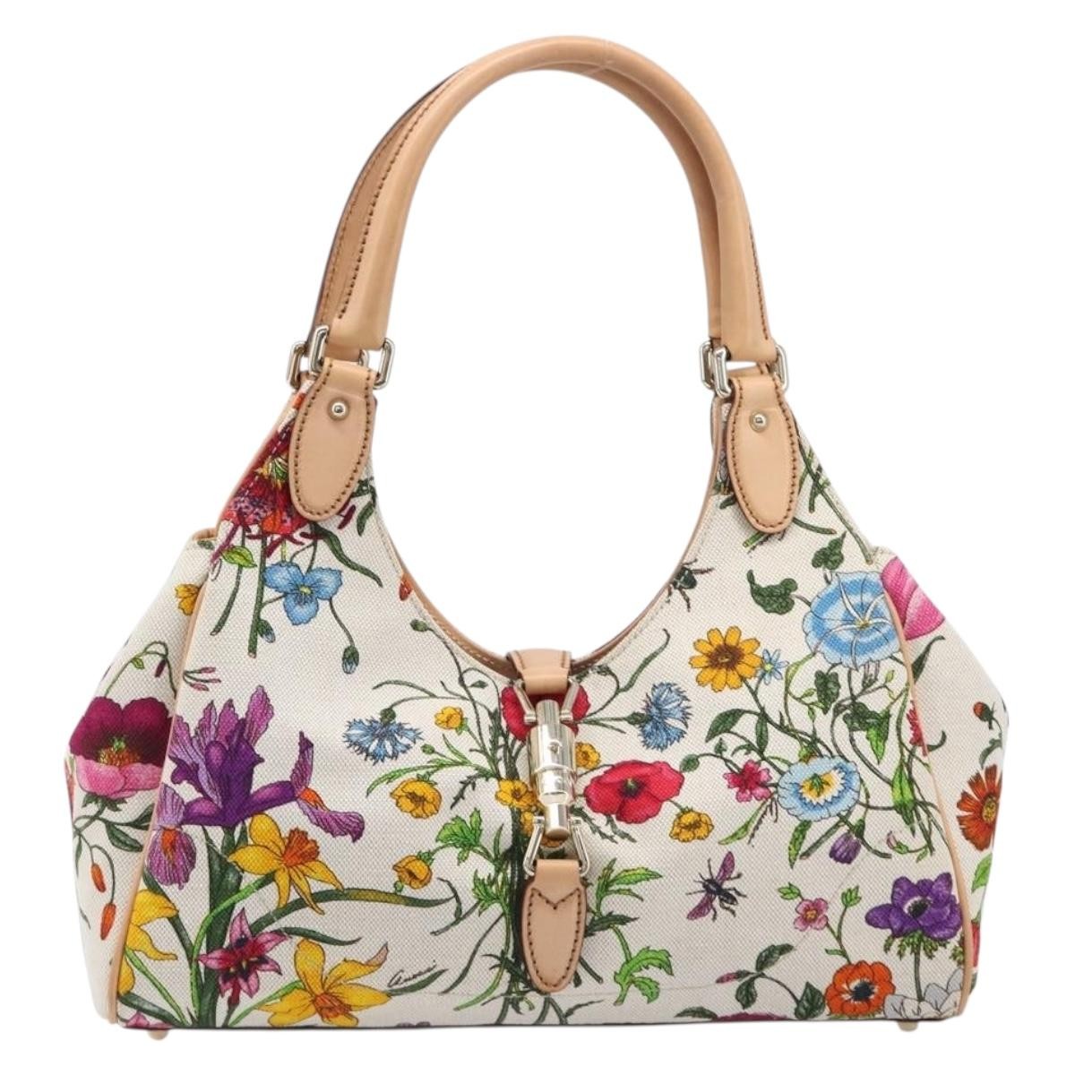 Gucci Joy Bardot Hobo Flora Canvas Multicolour Canvas Handbag (Pre-Owned)