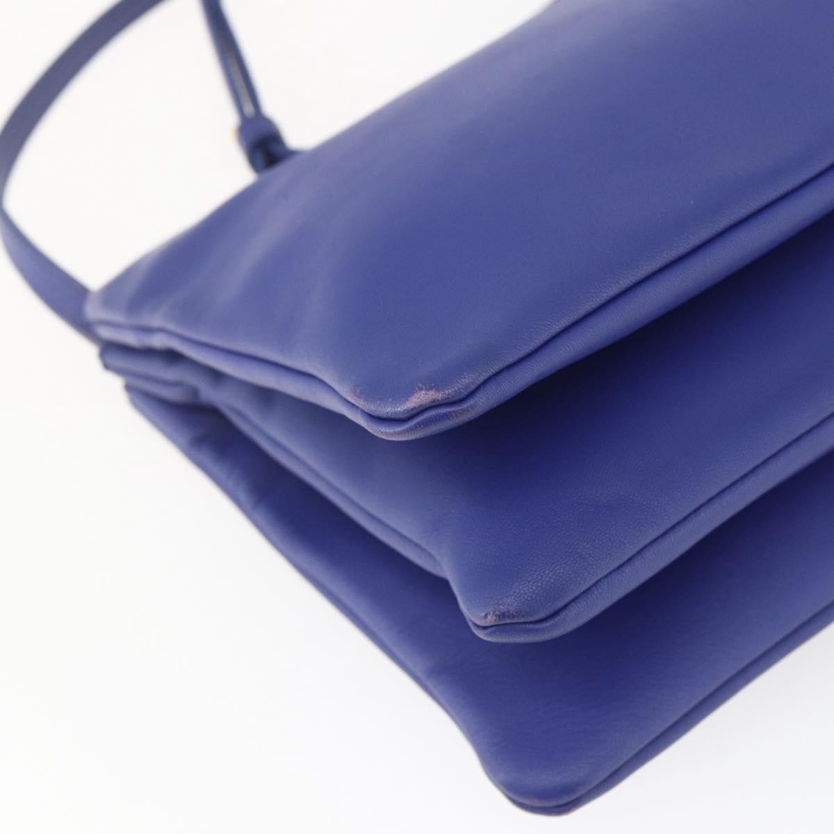 Celine Trio Leather Blue Leather Shoulder Bag Bag (Pre-Owned)