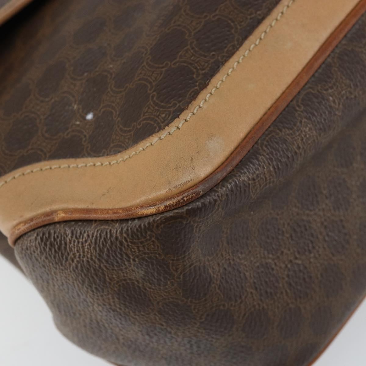 Celine Vintage Macadam Canvas Brown Pvc Handbag (Pre-Owned)