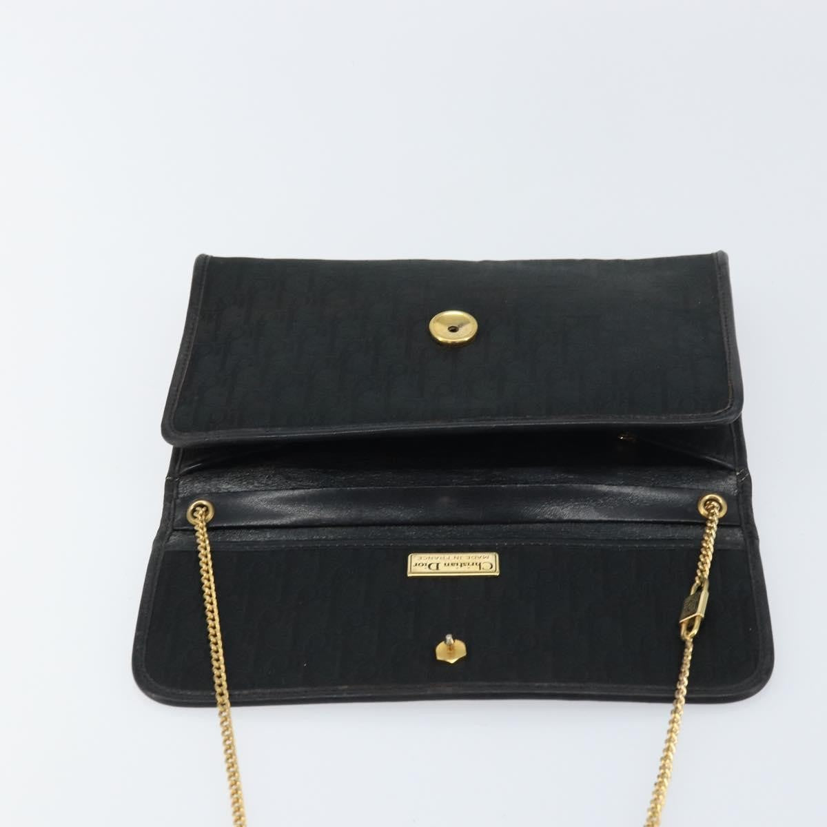Christian Dior Vintage Chain Flap Diorissimo Canvas Black Canvas Shoulder Bag Bag (Pre-Owned)
