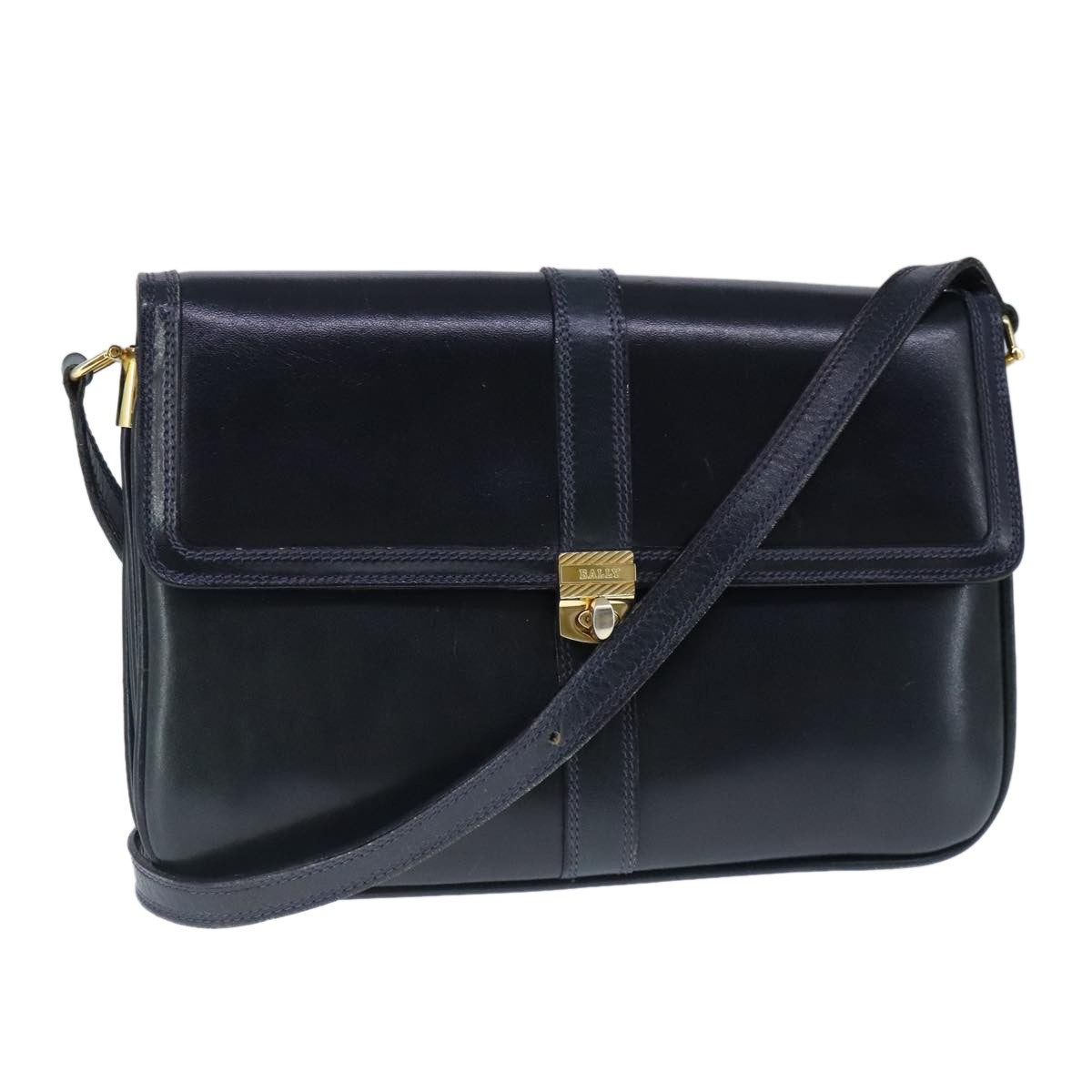 Bally Vintage Leather Black Leather Shoulder Bag Bag (Pre-Owned)