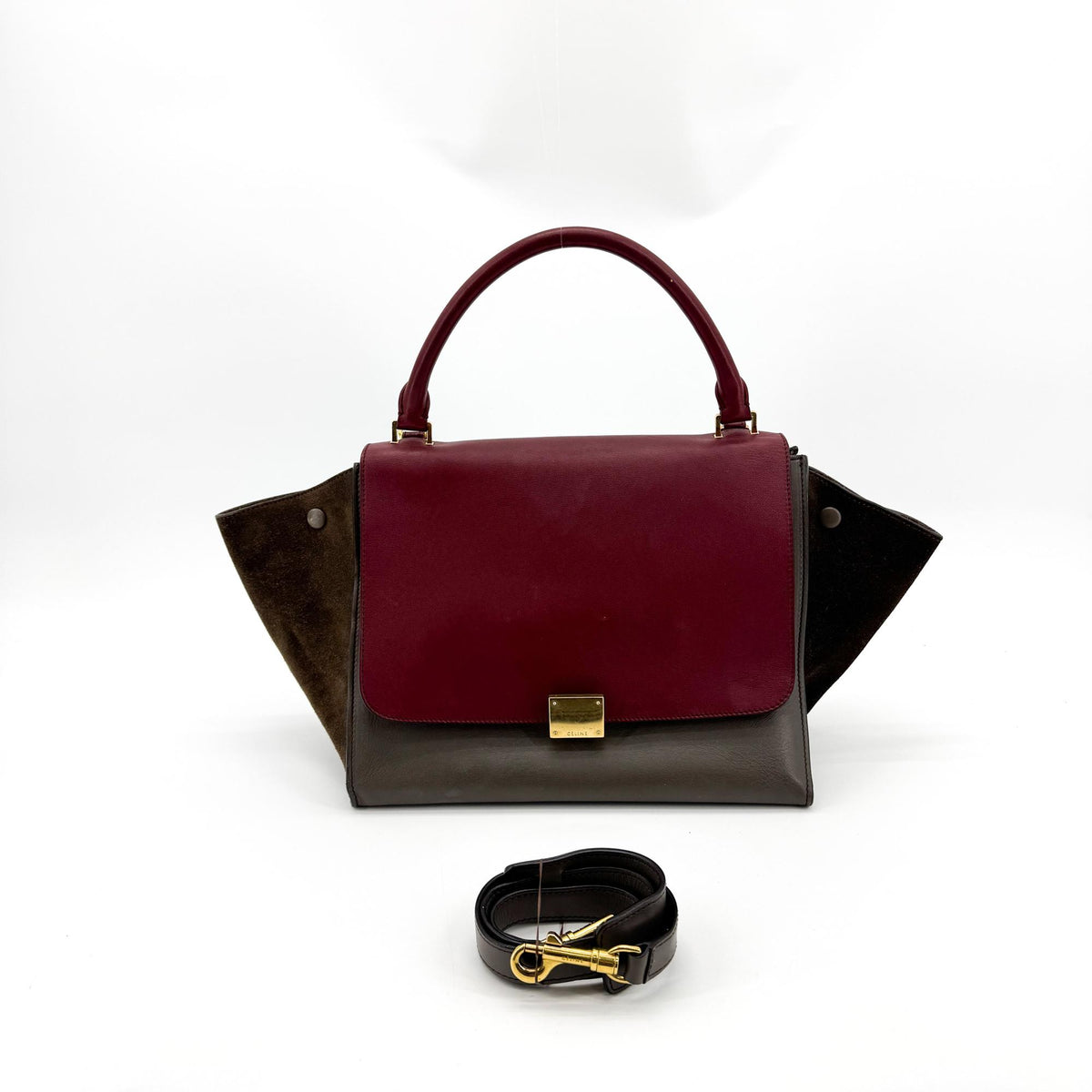 Celine Tricolor Trapeze Leather Brown Leather Handbag (Pre-Owned)
