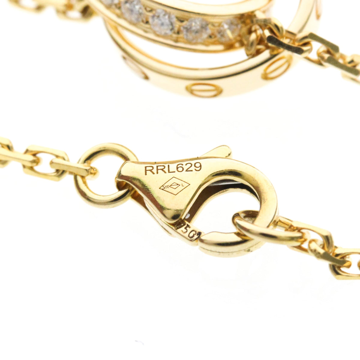 Cartier Love Interlocking 18K Rose Gold With Diamonds Gold Gold Necklace Jewelry (Pre-Owned)
