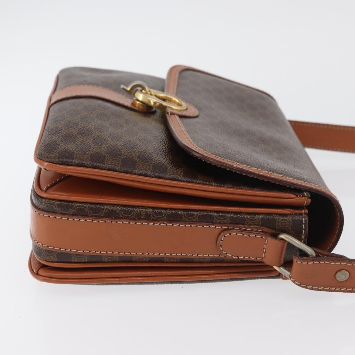Celine Vintage Macadam Canvas And Leather Brown Canvas Handbag (Pre-Owned)