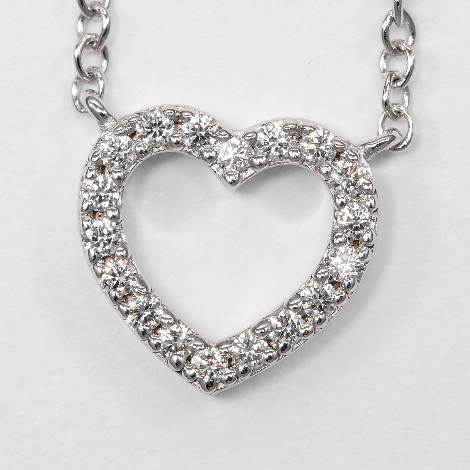 Tiffany & Co. Metro Heart Pendant 18K White Gold And Diamonds Silver White_Gold Necklace Jewelry (Pre-Owned)
