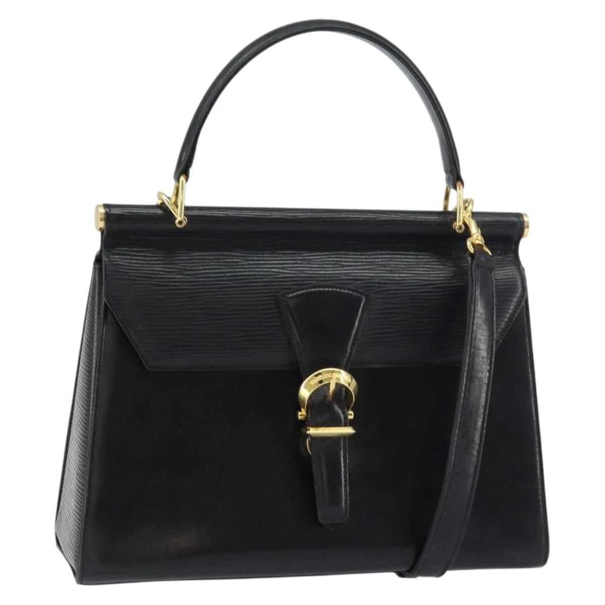 Valentino Garavani Vintage Leather Black Leather Handbag (Pre-Owned)