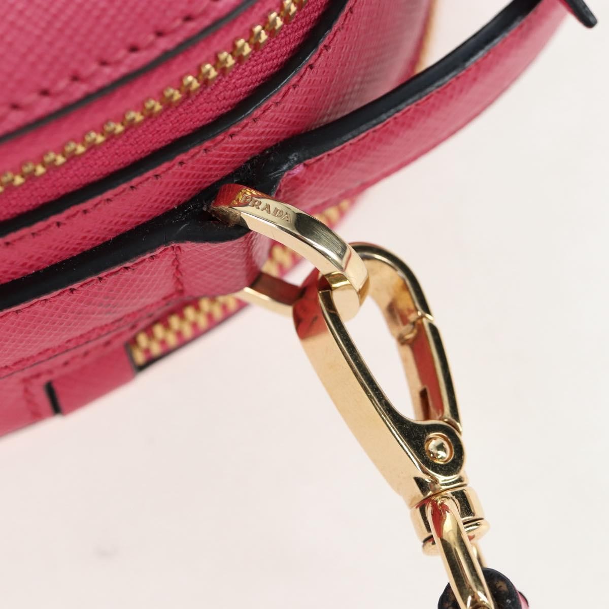 Prada Odette Top Handle Saffiano Leather Pink Leather Handbag (Pre-Owned)