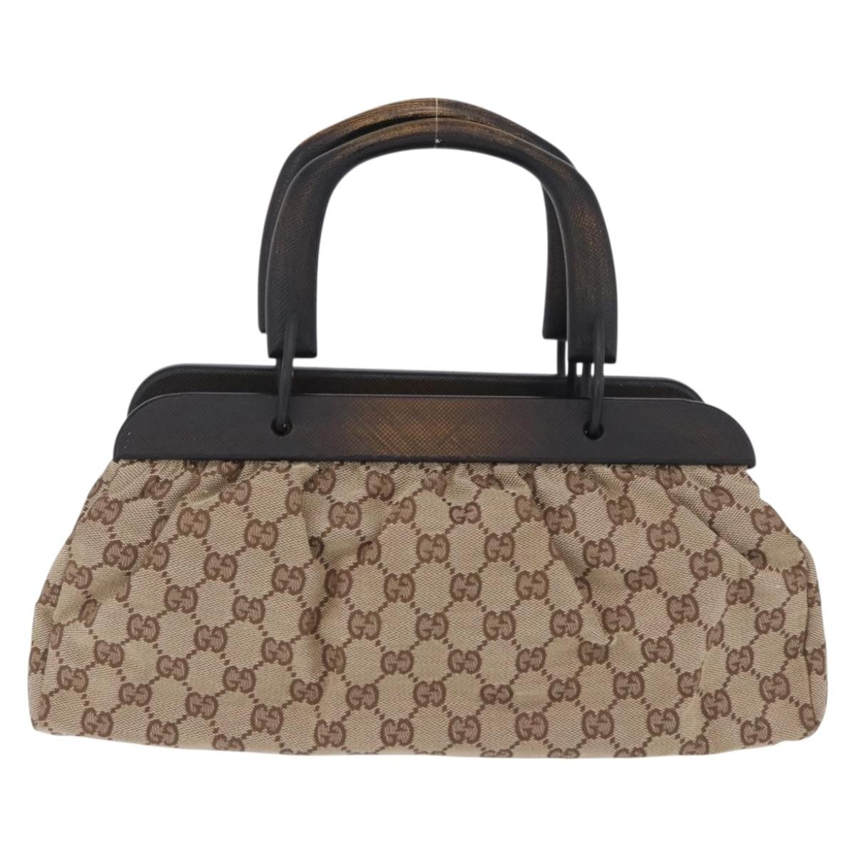 Gucci Wood Handle Frame Doctor Bag Gg Canvas Beige Canvas Shoulder Bag Bag (Pre-Owned)