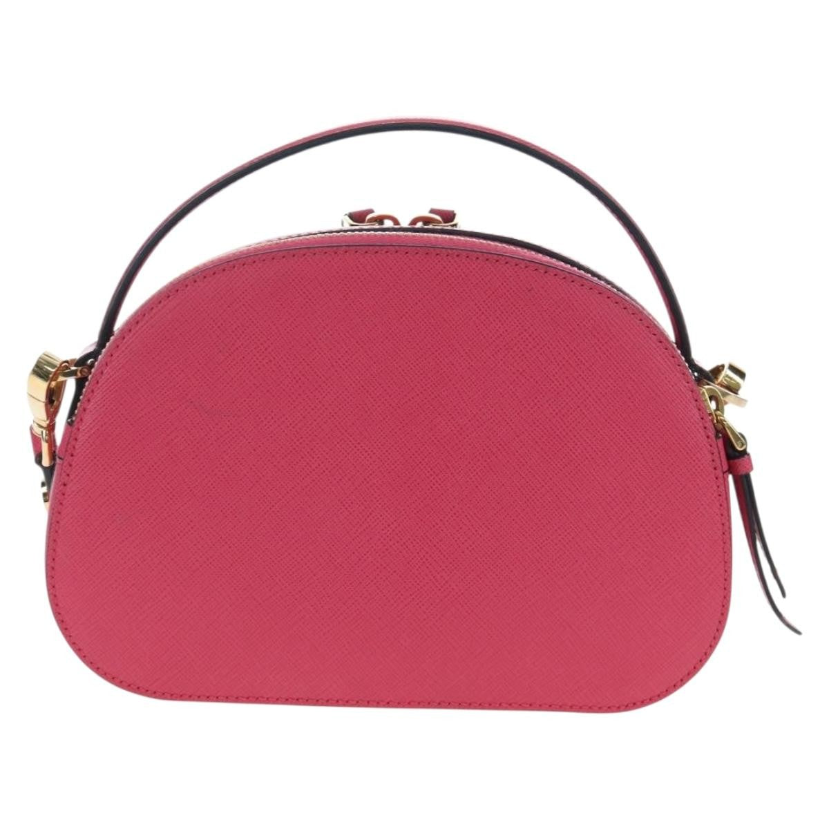 Prada Odette Top Handle Saffiano Leather Pink Leather Handbag (Pre-Owned)