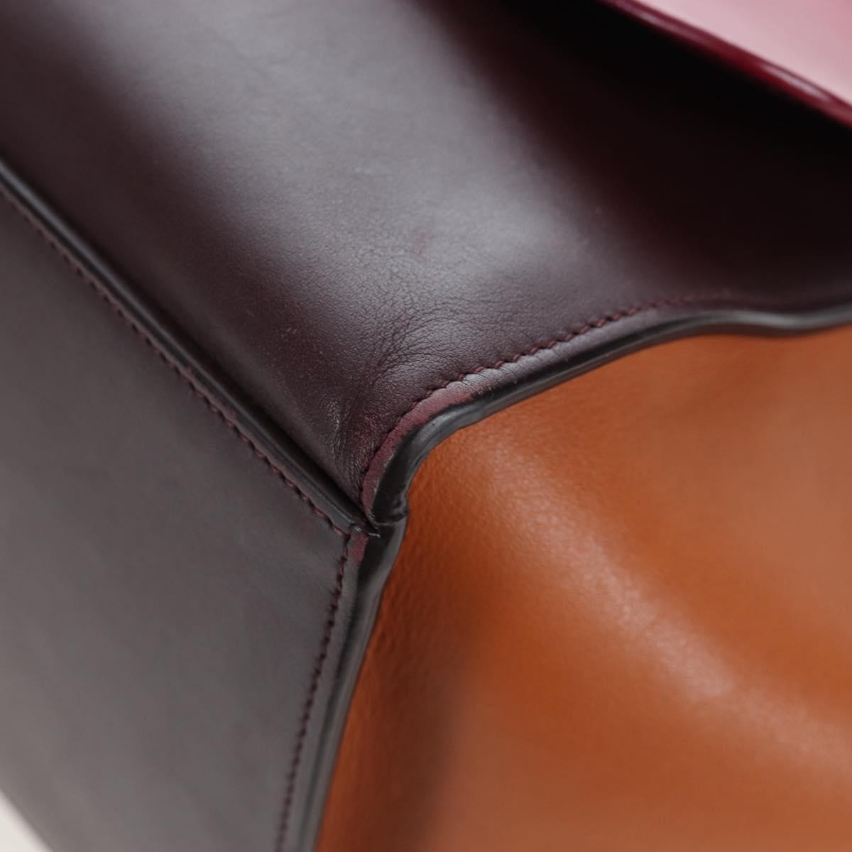 Celine Tricolor Trapeze Leather Burgundy Leather Handbag (Pre-Owned)