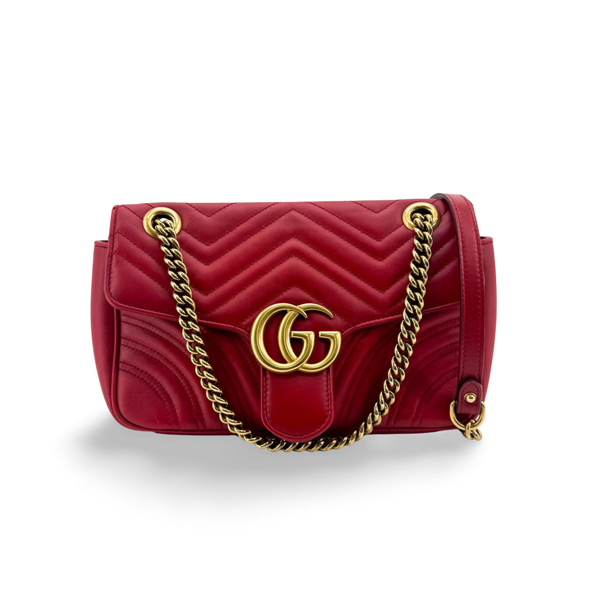 Gucci Gg Marmont Flap Matelasse Leather Gold Leather Shoulder Bag Bag (Pre-Owned)