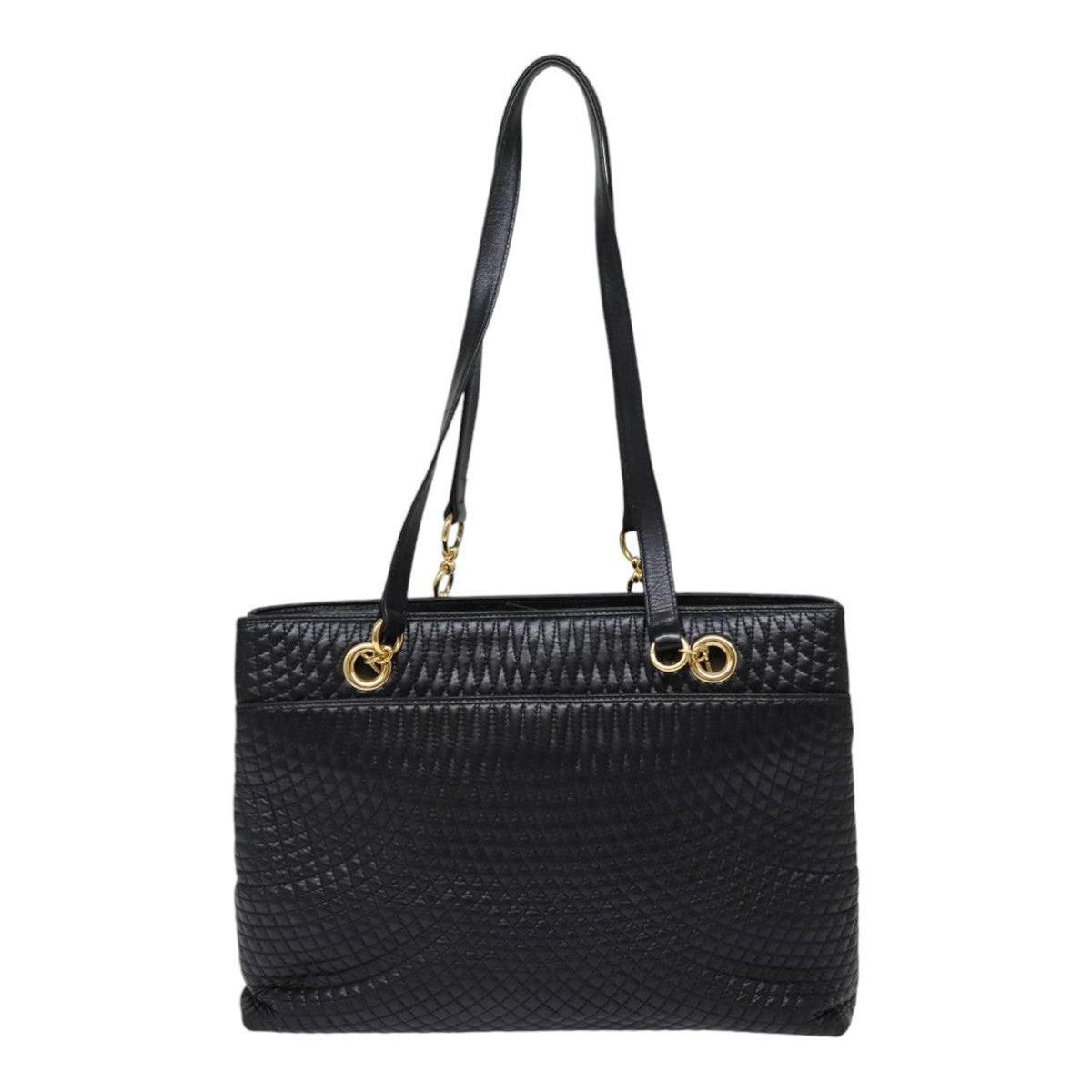 Bally Vintage Quilted Leather Black Leather Tote Bag Bag (Pre-Owned)