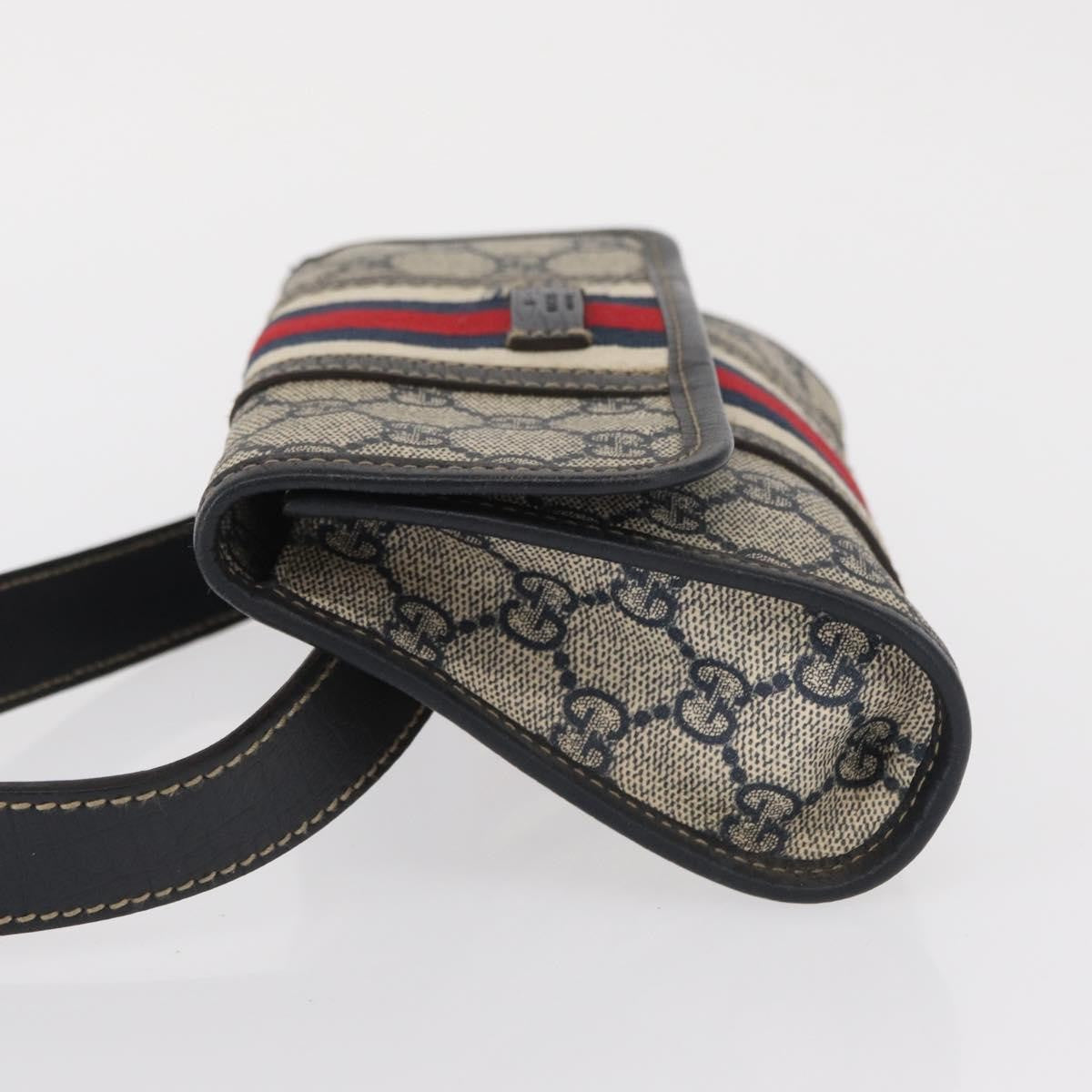 Gucci Vintage Web Belt Gg Coated Canvas Beige Canvas Handbag (Pre-Owned)