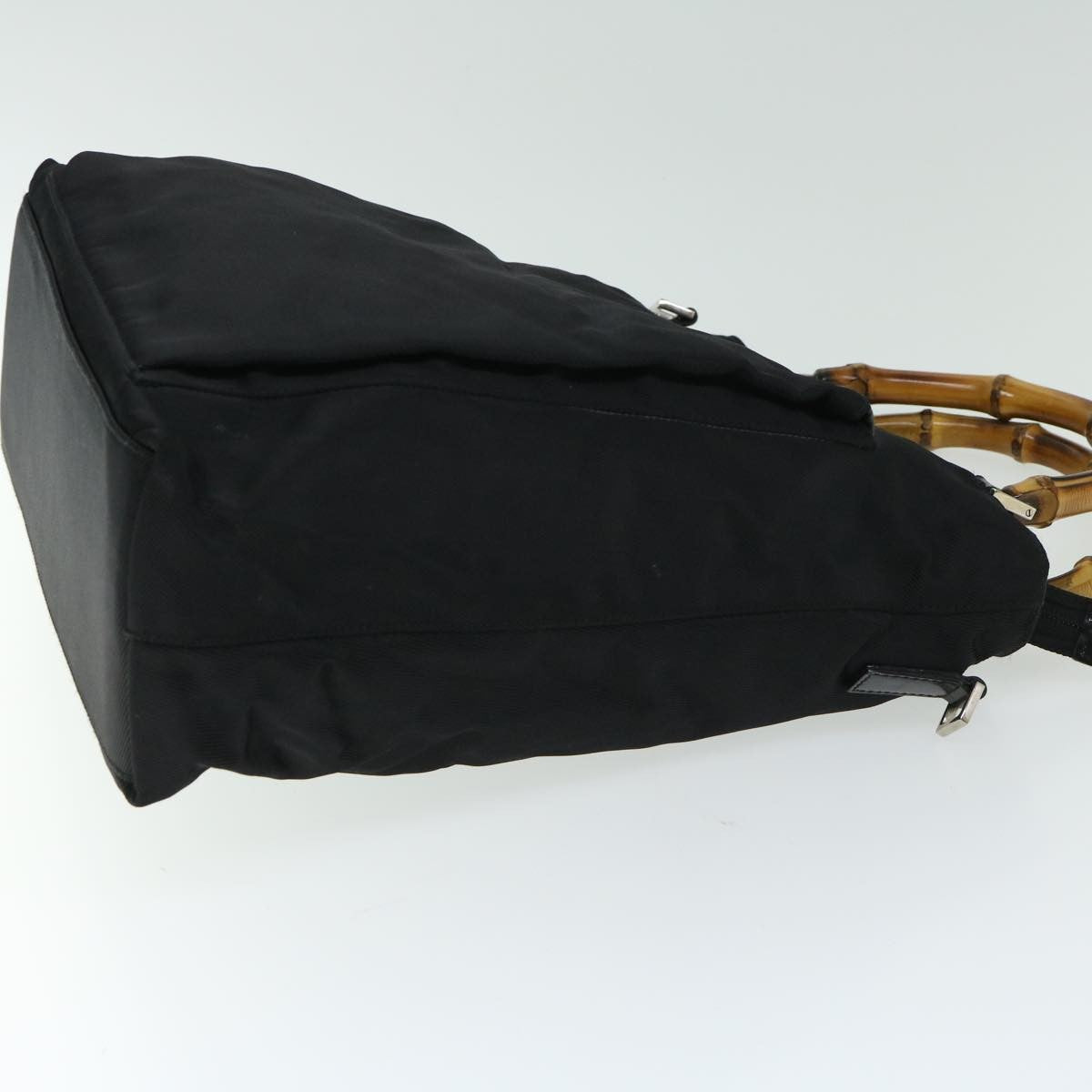 Gucci Vintage Bamboo Handle Nylon Black Nylon Tote Bag Bag (Pre-Owned)