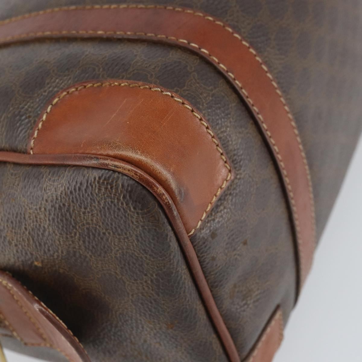 Celine Vintage Macadam Shopper Coated Canvas Brown Pvc Tote Bag Bag (Pre-Owned)