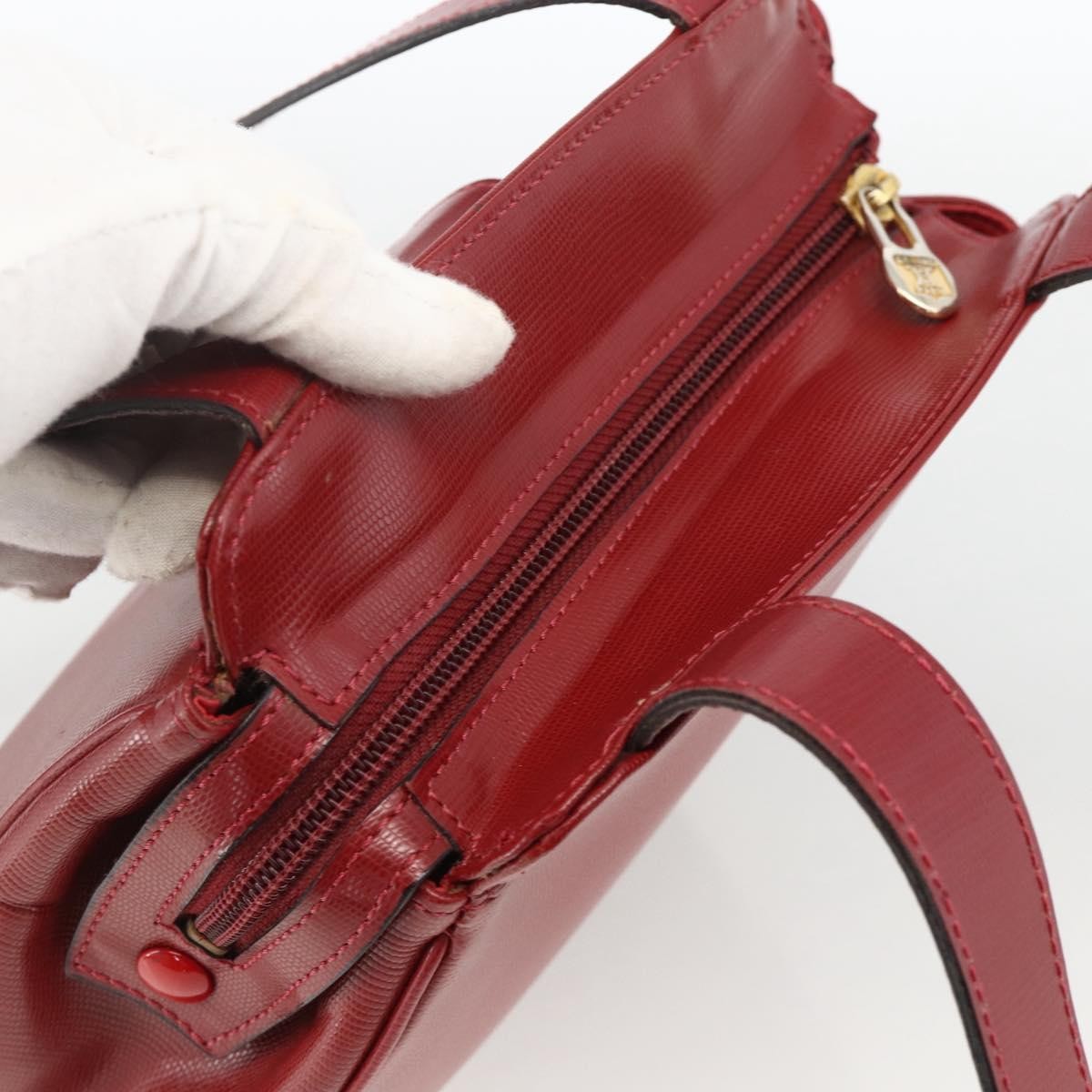 Celine Circle Logo Leather Burgundy Leather Tote Bag Bag (Pre-Owned)