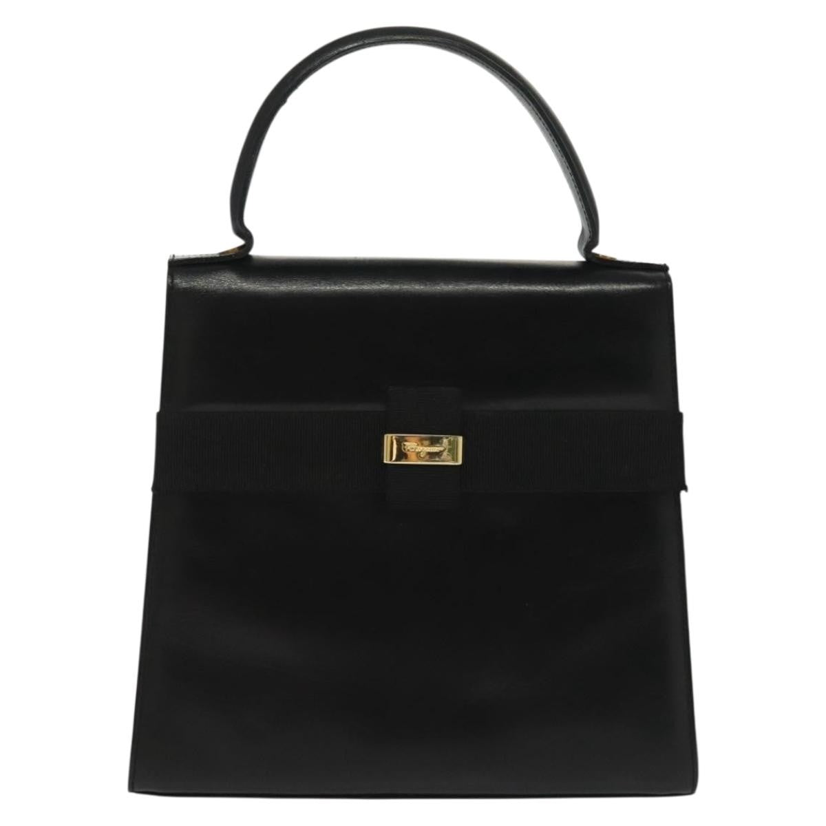 Salvatore Ferragamo Vala Leather Black Leather Handbag (Pre-Owned)