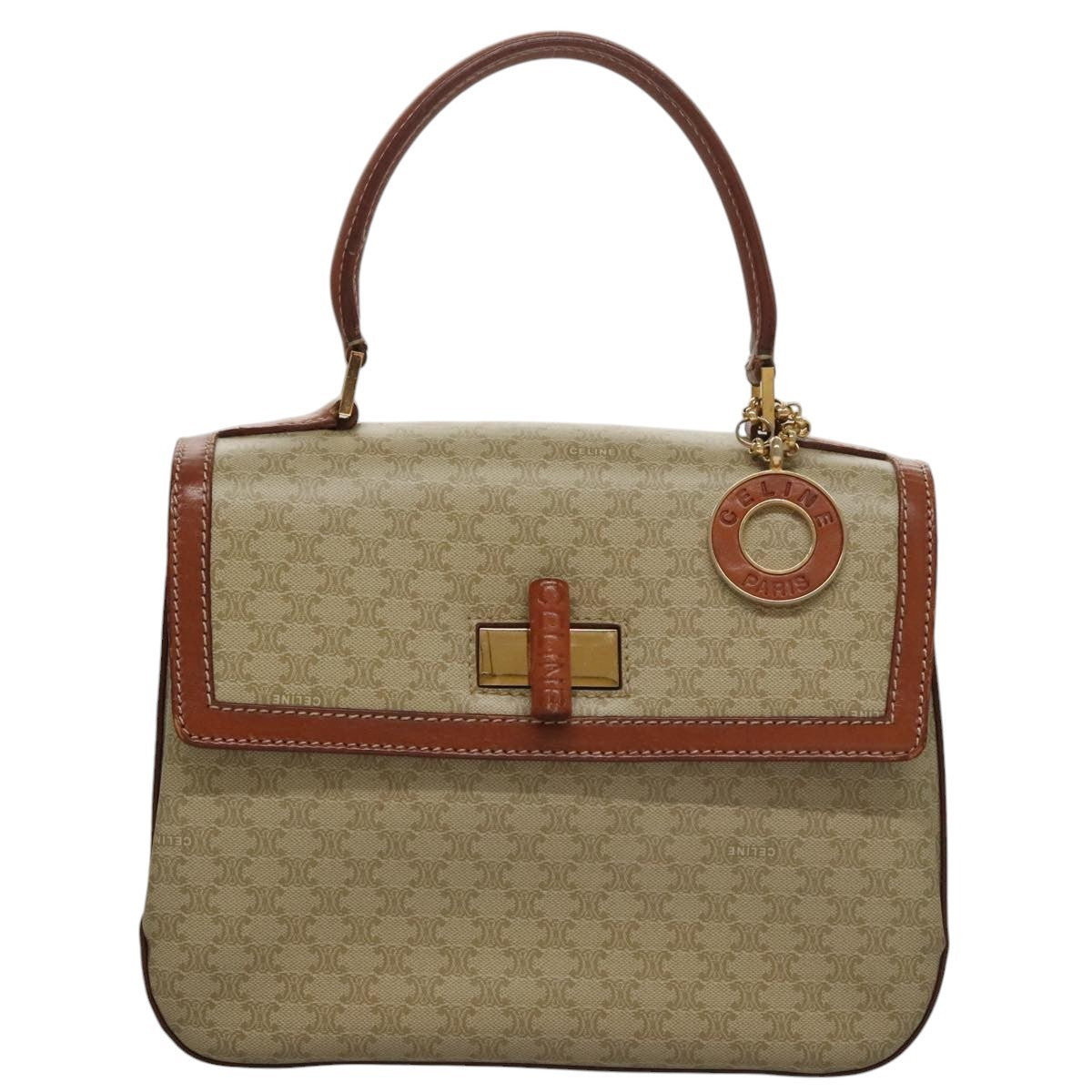 Celine Vintage Convertible Top Handle Macadam Coated Canvas Beige Canvas Handbag (Pre-Owned)