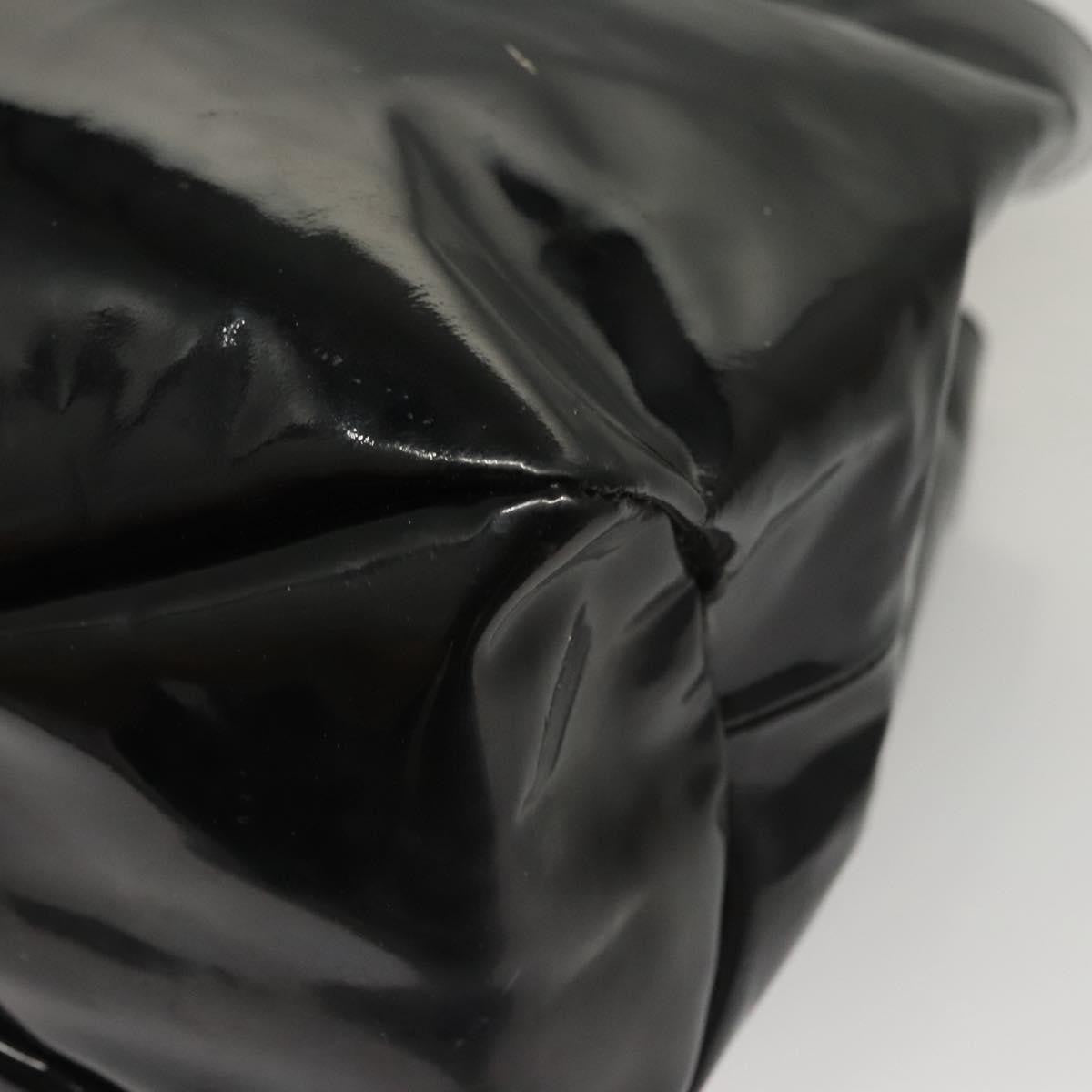 Salvatore Ferragamo Vala Patent Leather Black Patent_Leather Handbag (Pre-Owned)