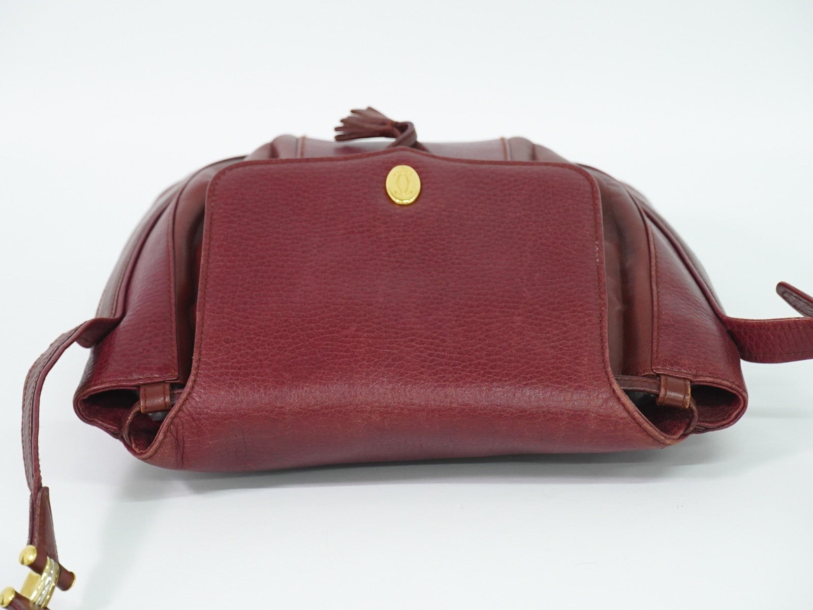 Cartier Vintage Must De Cartier Leather Burgundy Leather Shoulder Bag Bag (Pre-Owned)